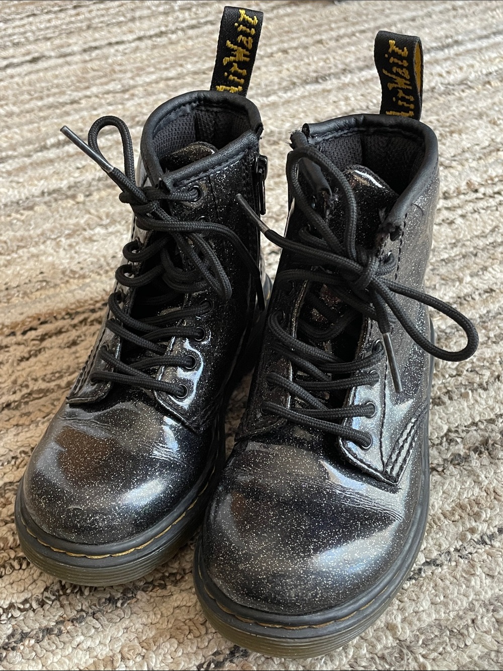 Dr. Martens Black Sparkling Shiny Glitter Toddler US 9